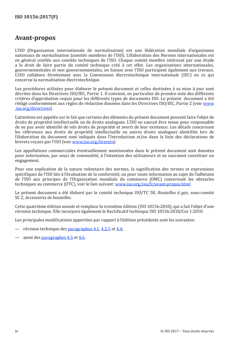 ISO 10156:2017 ISO 10156:2017 - Bouteilles à gaz — Gaz et mélanges de gaz — Détermination du potentiel d'inflammabilité et d'oxydation pour le choix des raccords de sortie de robinets/8/2017 - Page 4 preview