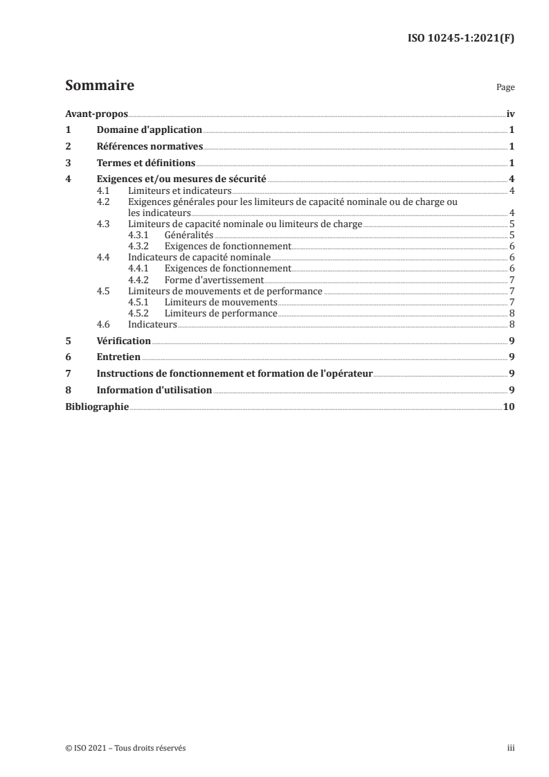 ISO 10245-1:2021 ISO 10245-1:2021 - Appareils de levage à charge suspendue — Limiteurs et indicateurs — Partie 1: Généralités/24/2021 - Page 3 preview