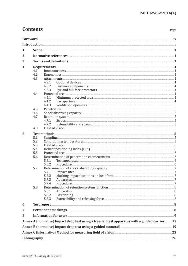 ISO 10256-2:2016 ISO 10256-2:2016 - Protective equipment for use in ice hockey — Part 2: Head protection for skaters/24/2016 - Page 3 preview
