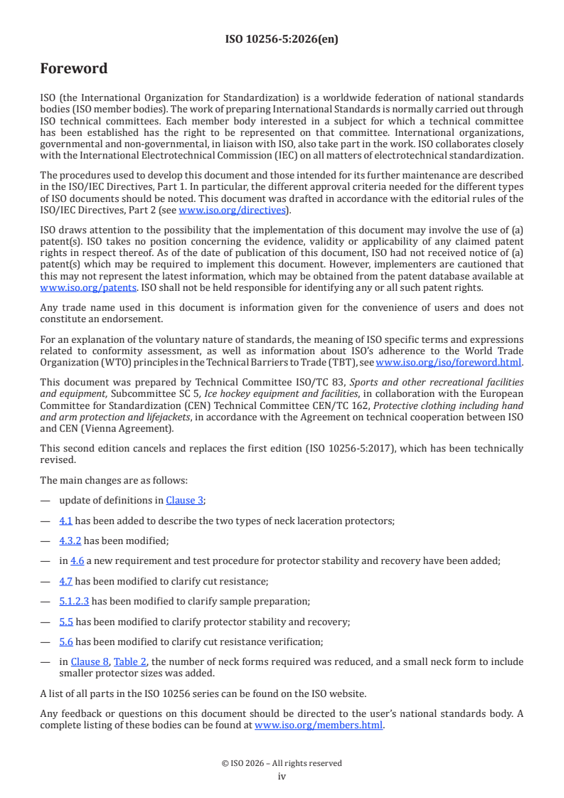 ISO 10256-5:2026 ISO 10256-5:2026 - Protective equipment for use in ice hockey — Part 5: Neck laceration protectors for use in ice hockey - Page 4 preview