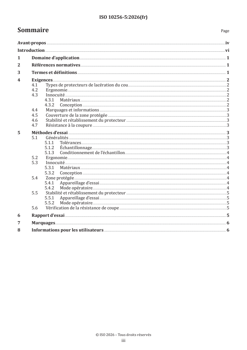 ISO 10256-5:2026 ISO 10256-5:2026 - Équipements de protection destinés à être utilisés en hockey sur glace — Partie 5: Protections contre les lacérations du cou pour le hockey sur glace - Page 3 preview