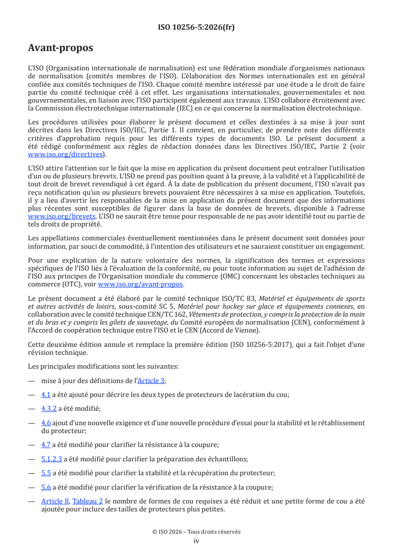 ISO 10256-5:2026 ISO 10256-5:2026 - Équipements de protection destinés à être utilisés en hockey sur glace — Partie 5: Protections contre les lacérations du cou pour le hockey sur glace - Page 4 preview
