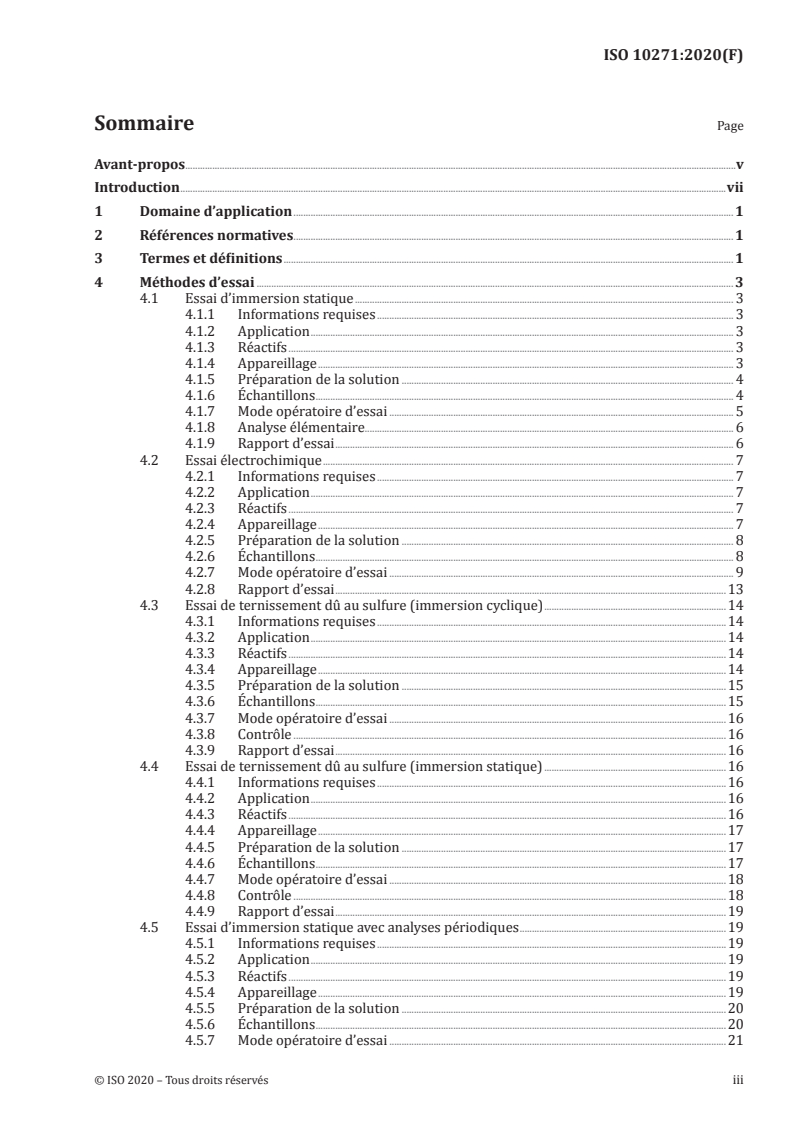 ISO 10271:2020 ISO 10271:2020 - Médecine bucco-dentaire — Méthodes d'essai de corrosion des matériaux métalliques/1/2020 - Page 3 preview