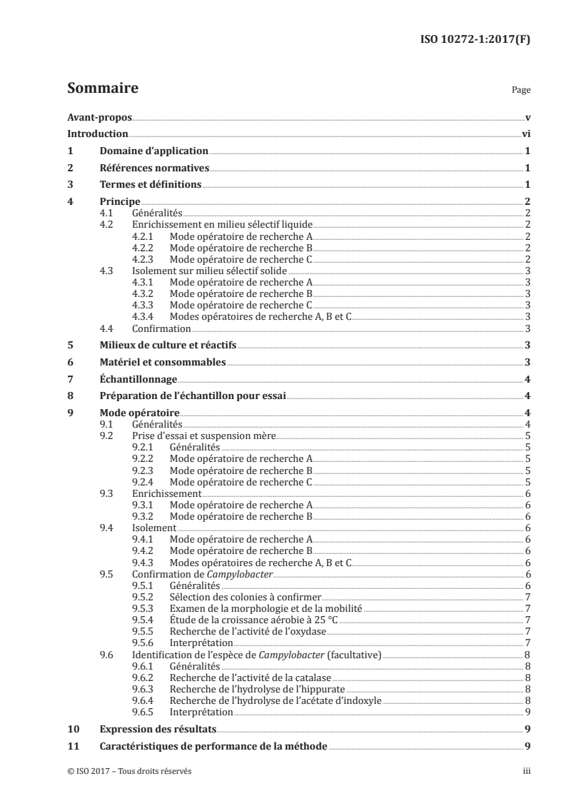 ISO 10272-1:2017 ISO 10272-1:2017 - Microbiologie de la chaîne alimentaire — Méthode horizontale pour la recherche et le dénombrement de Campylobacter spp. — Partie 1: Méthode de recherche/28/2017 - Page 3 preview