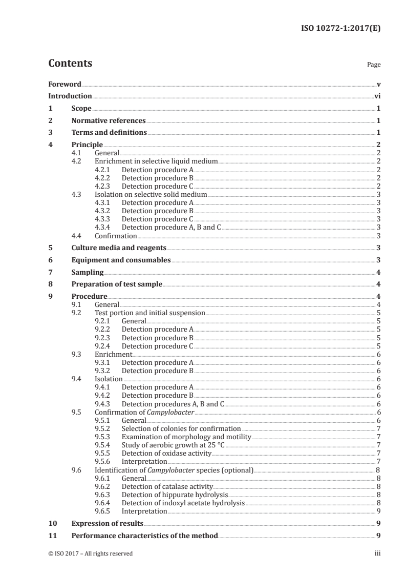 ISO 10272-1:2017 ISO 10272-1:2017 - Microbiology of the food chain — Horizontal method for detection and enumeration of Campylobacter spp. — Part 1: Detection method/28/2017 - Page 3 preview