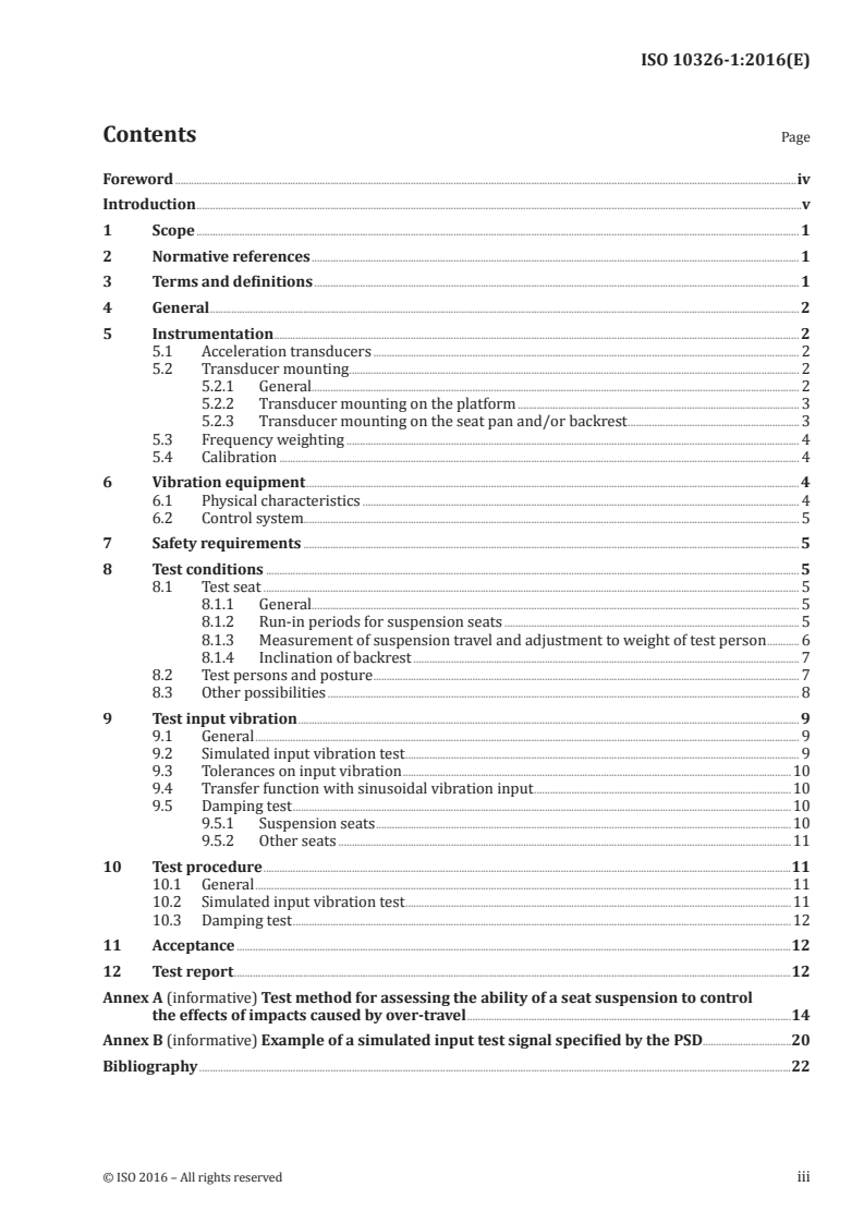 ISO 10326-1:2016 ISO 10326-1:2016 - Mechanical vibration — Laboratory method for evaluating vehicle seat vibration — Part 1: Basic requirements/2/2017 - Page 3 preview