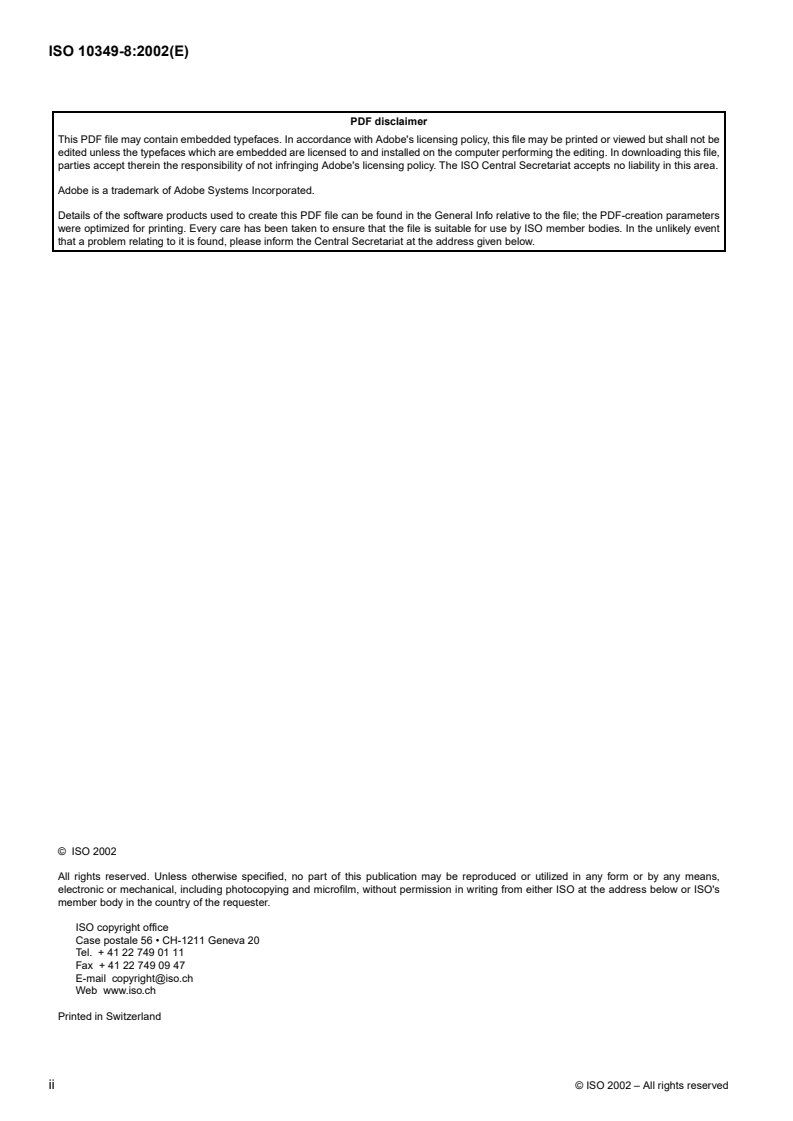 ISO 10349-8:2002 ISO 10349-8:2002 - Photography — Photographic-grade chemicals — Test methods — Part 8: Determination of volatile matter/8/2002 - Page 2 preview