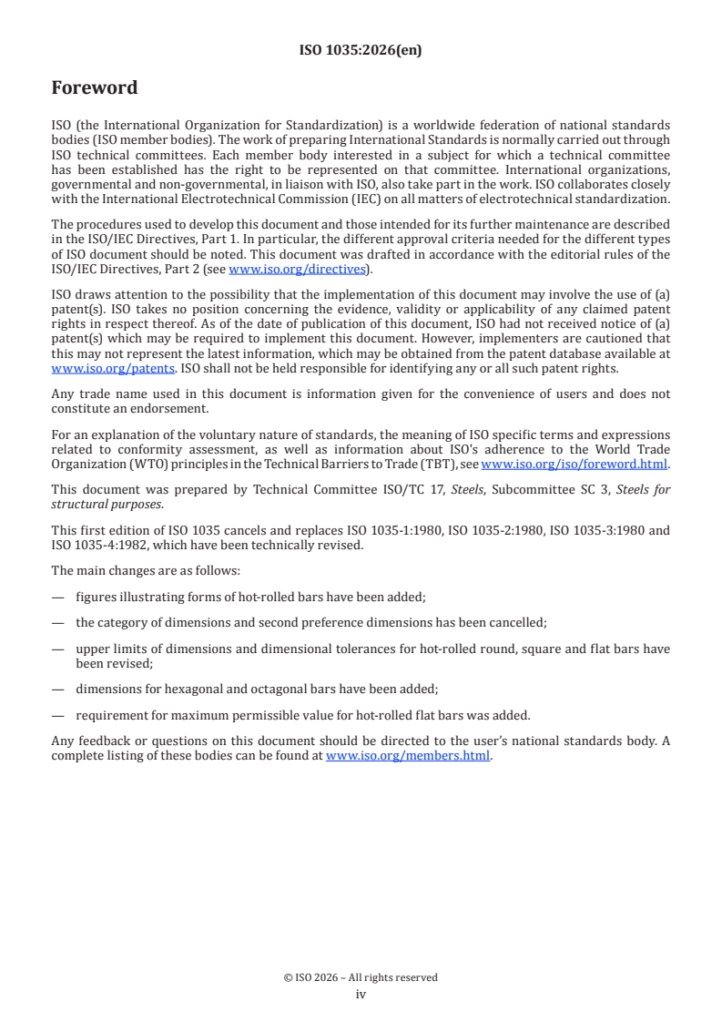 ISO 1035:2026 ISO 1035:2026 - Hot-rolled steel bars — Dimensions, shape, masses and tolerances - Page 4 preview