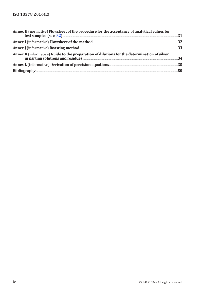 ISO 10378:2016 ISO 10378:2016 - Copper, lead and zinc sulfide concentrates — Determination of gold and silver — Fire assay gravimetric and flame atomic absorption spectrometric method/18/2016 - Page 4 preview