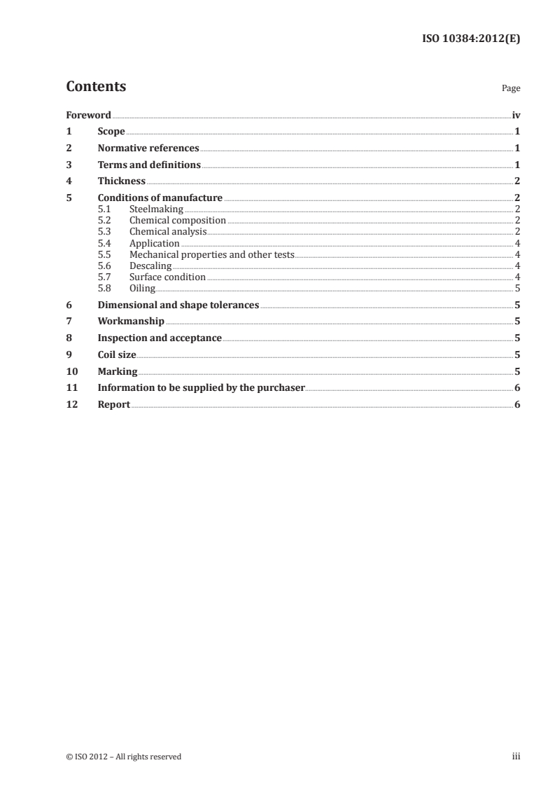 ISO 10384:2012 ISO 10384:2012 - Hot-rolled carbon steel sheet as defined by chemical composition/10/2012 - Page 3 preview