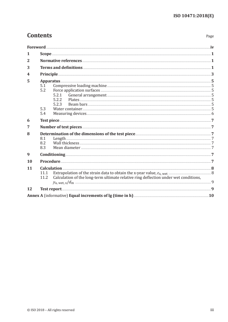 ISO 10471:2018 ISO 10471:2018 - Glass-reinforced thermosetting plastics (GRP) pipes — Determination of the long-term ultimate bending strain and the long-term ultimate relative ring deflection under wet conditions/17/2018 - Page 3 preview