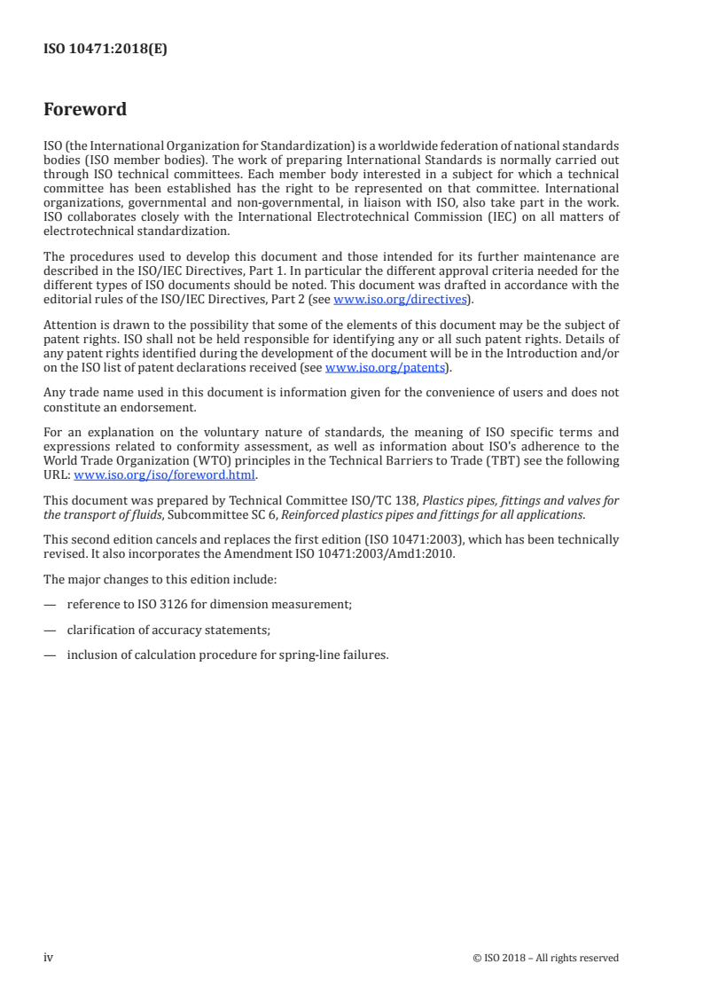ISO 10471:2018 ISO 10471:2018 - Glass-reinforced thermosetting plastics (GRP) pipes — Determination of the long-term ultimate bending strain and the long-term ultimate relative ring deflection under wet conditions/17/2018 - Page 4 preview