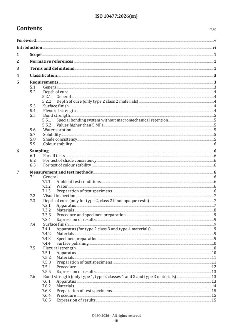 ISO 10477:2026 ISO 10477:2026 - Dentistry — Polymer-based crown and veneering materials - Page 3 preview
