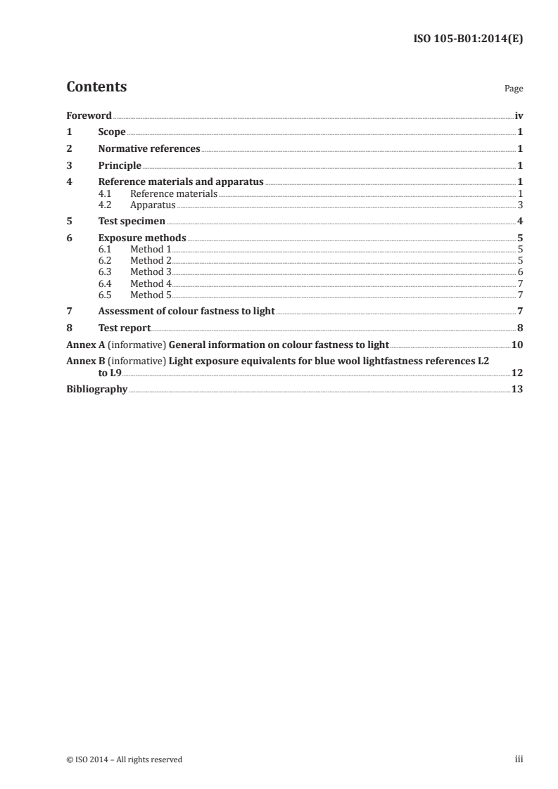 ISO 105-B01:2014 ISO 105-B01:2014 - Textiles — Tests for colour fastness — Part B01: Colour fastness to light: Daylight/28/2014 - Page 3 preview