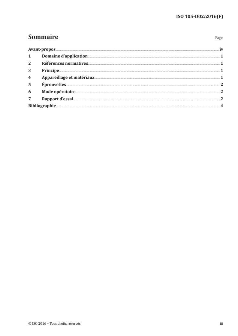 ISO 105-D02:2016 ISO 105-D02:2016 - Textiles — Essais de solidité des coloris — Partie D02: Solidité des coloris au frottement: Solvants organiques/25/2016 - Page 3 preview