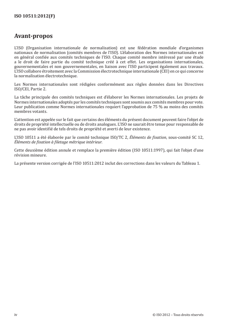 ISO 10511:2012 ISO 10511:2012 - Écrous hexagonaux bas autofreinés (à anneau non métallique)/26/2013 - Page 4 preview