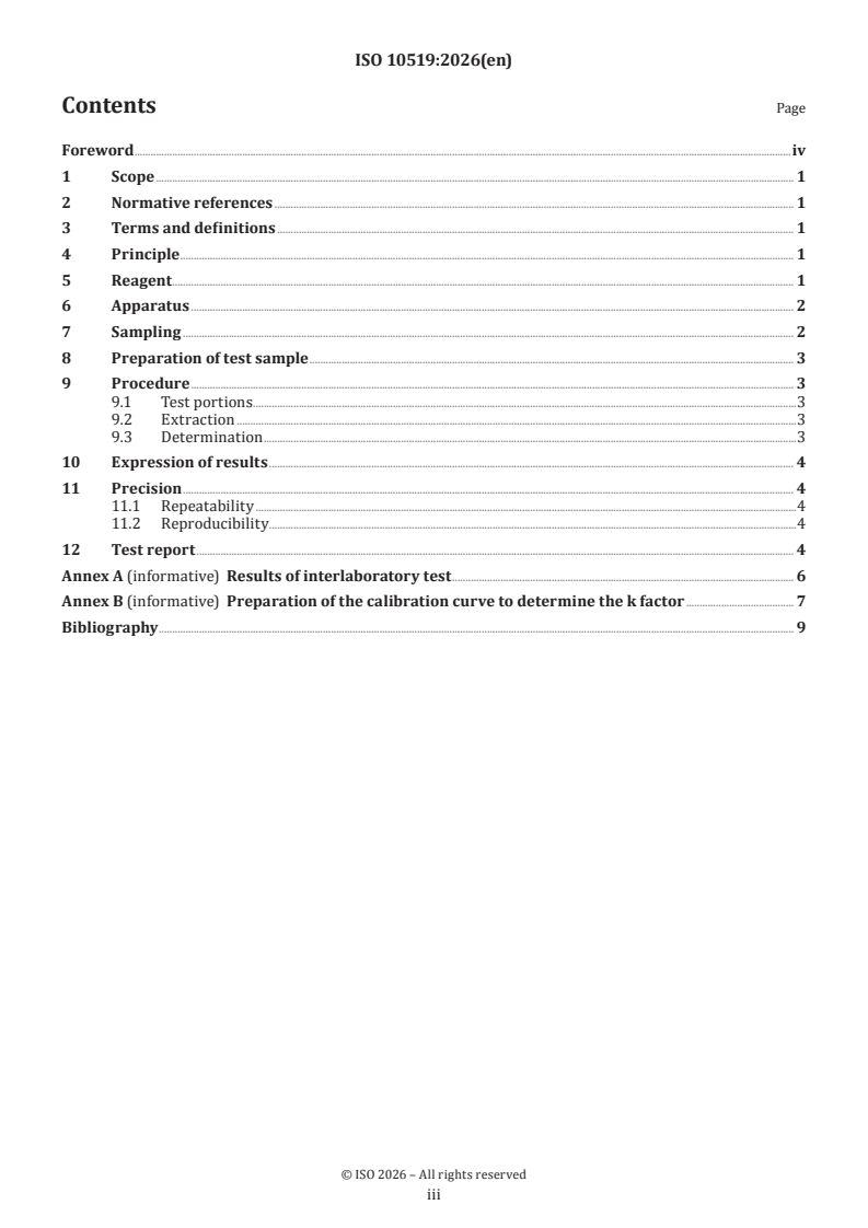 ISO 10519:2026 ISO 10519:2026 - Rapeseed — Determination of chlorophyll content — Spectrometric method - Page 3 preview