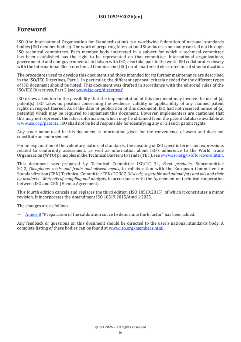 ISO 10519:2026 ISO 10519:2026 - Rapeseed — Determination of chlorophyll content — Spectrometric method - Page 4 preview