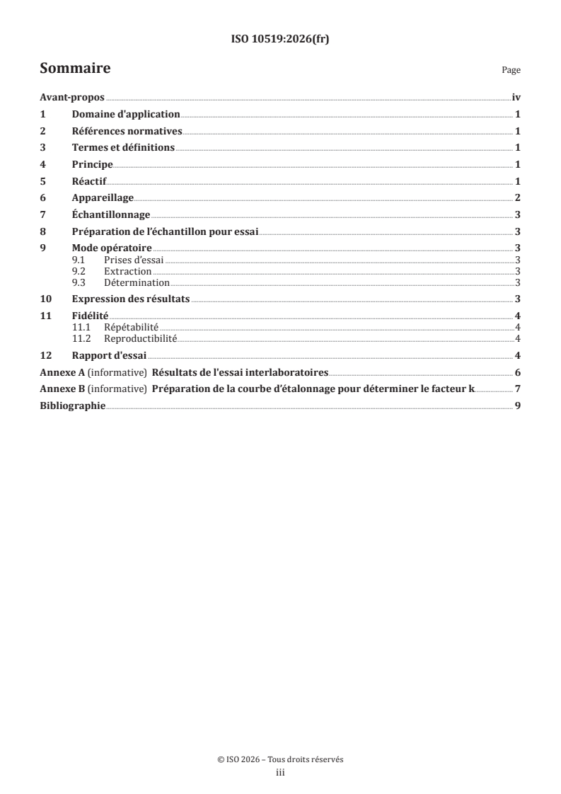 ISO 10519:2026 ISO 10519:2026 - Graines de colza — Détermination de la teneur en chlorophylle — Méthode spectrométrique - Page 3 preview