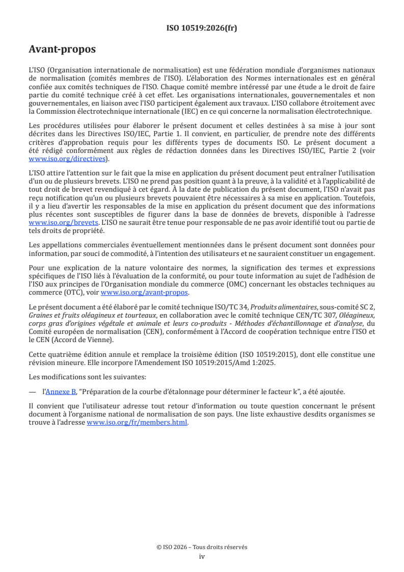 ISO 10519:2026 ISO 10519:2026 - Graines de colza — Détermination de la teneur en chlorophylle — Méthode spectrométrique - Page 4 preview