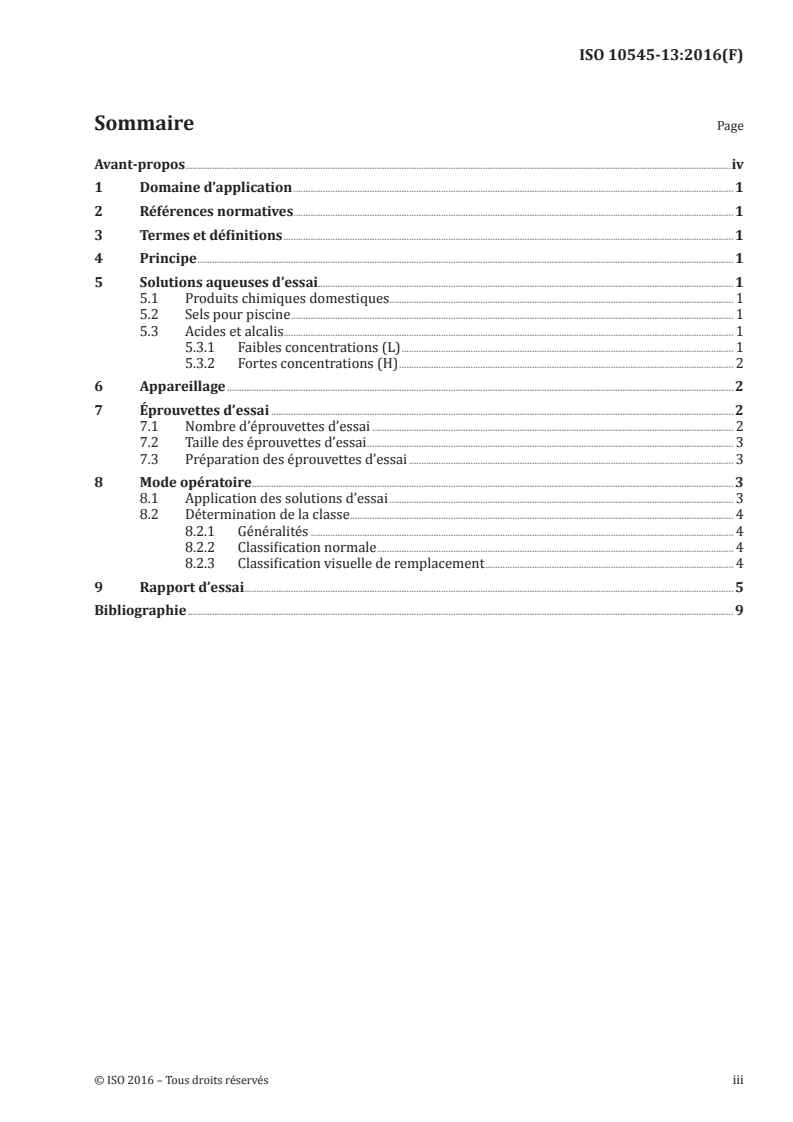 ISO 10545-13:2016 ISO 10545-13:2016 - Carreaux et dalles céramiques — Partie 13: Détermination de la résistance chimique/16/2016 - Page 3 preview