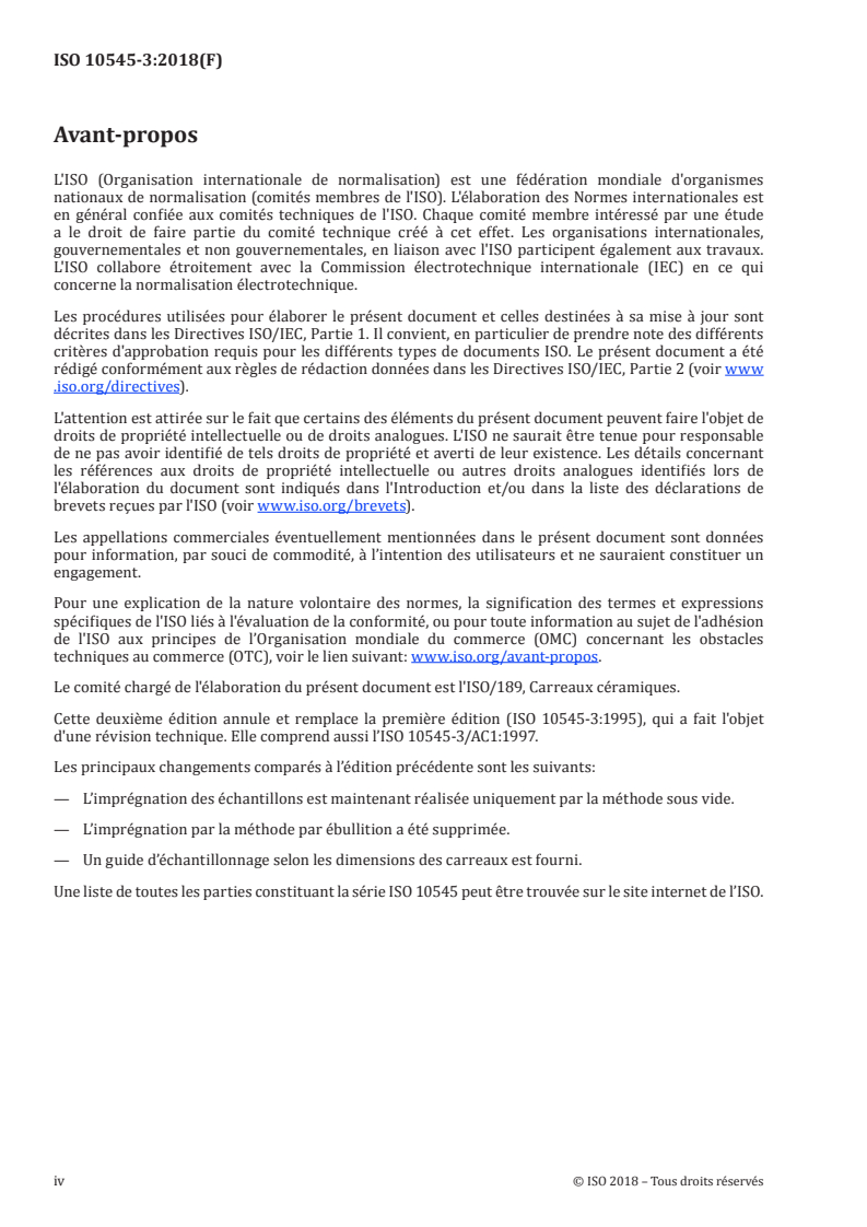 ISO 10545-3:2018 ISO 10545-3:2018 - Carreaux et dalles céramiques — Partie 3: Détermination de l'absorption d'eau, de la porosité ouverte, de la densité relative apparente et de la masse volumique globale/23/2018 - Page 4 preview