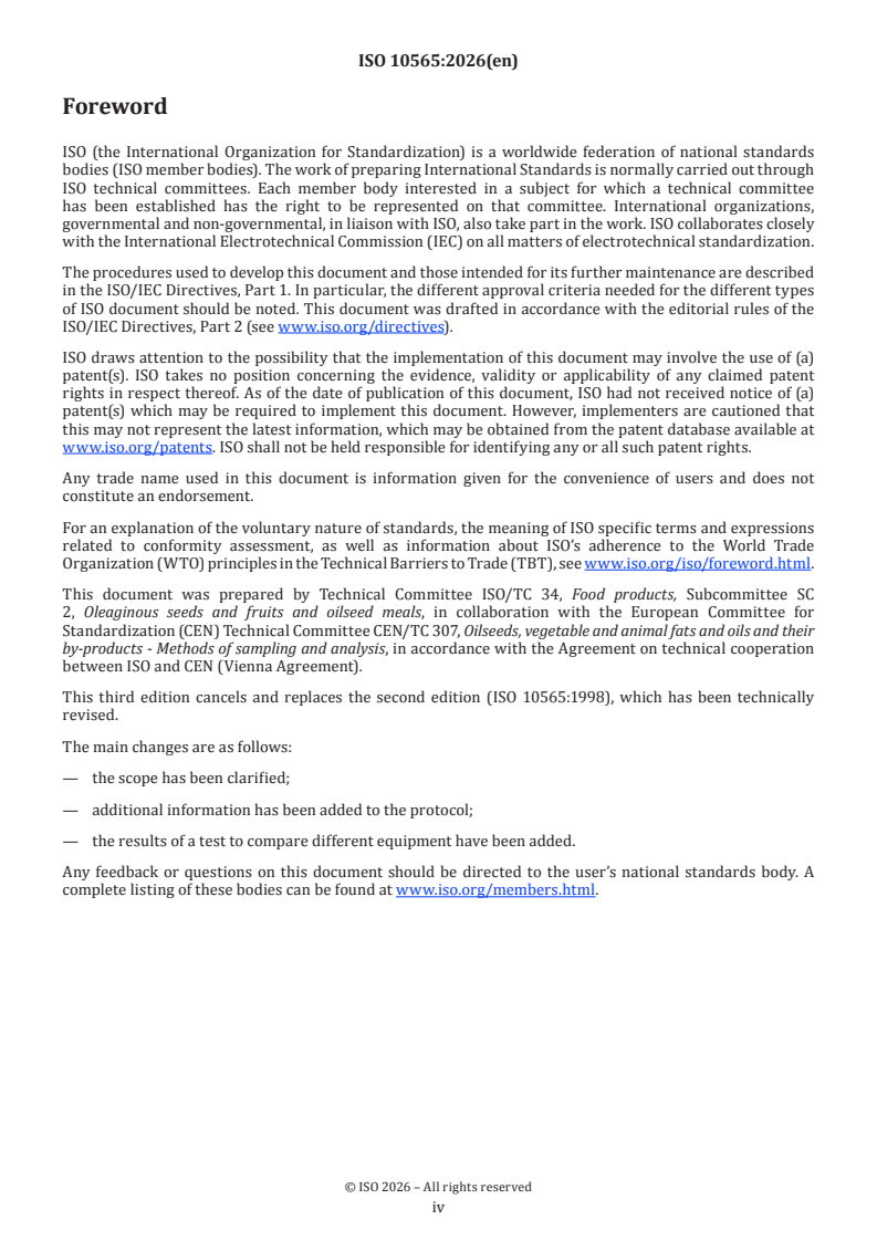 ISO 10565:2026 ISO 10565:2026 - Oilseeds — Simultaneous determination of oil and water contents — Method using pulsed nuclear magnetic resonance spectrometry - Page 4 preview