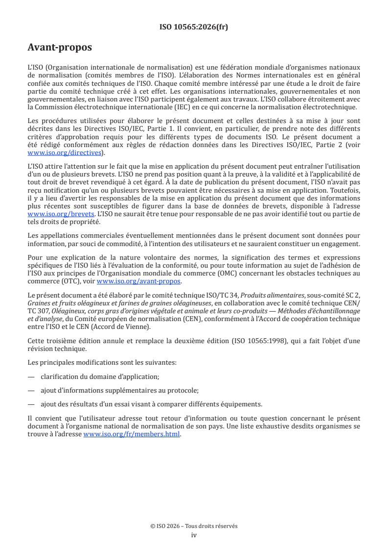 ISO 10565:2026 ISO 10565:2026 - Graines oléagineuses — Détermination simultanée de la teneur en huile et en eau — Méthode par spectrométrie de résonance magnétique nucléaire pulsée - Page 4 preview