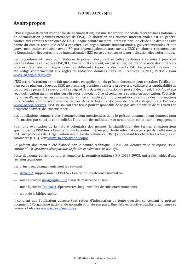 ISO 10583:2026 ISO 10583:2026 - Circuits de fluides pour l'aérospatiale — Méthodes d'essai pour les raccords sur les assemblages de tubes - Page 4 preview