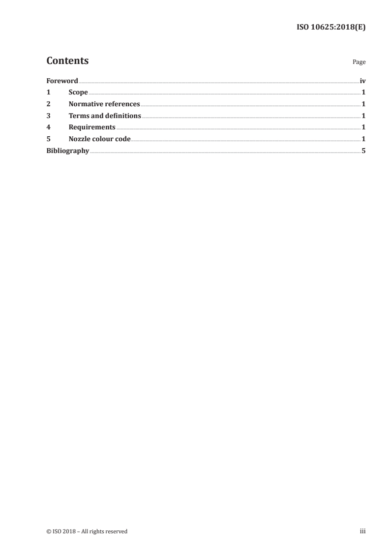 ISO 10625:2018 ISO 10625:2018 - Equipment for crop protection — Sprayer nozzles — Colour coding for identification/3/2018 - Page 3 preview