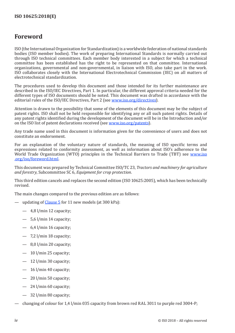 ISO 10625:2018 ISO 10625:2018 - Equipment for crop protection — Sprayer nozzles — Colour coding for identification/3/2018 - Page 4 preview