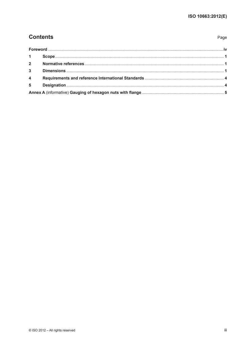 ISO 10663:2012 ISO 10663:2012 - Hexagon nuts with flange, style 2 — Fine pitch thread/17/2012 - Page 3 preview