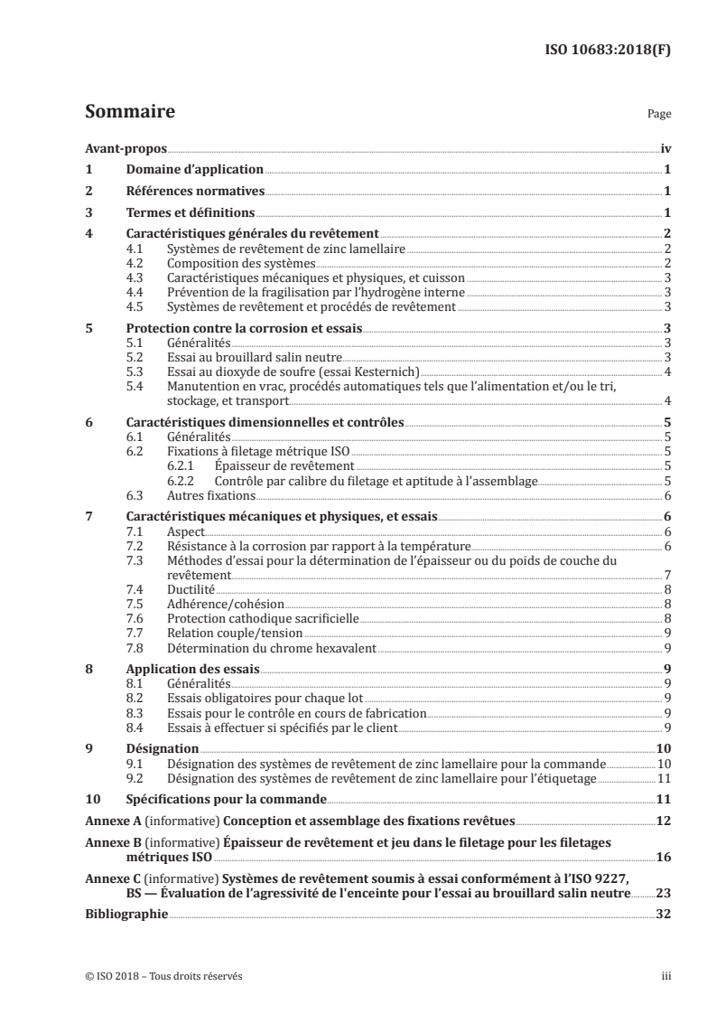 ISO 10683:2018 ISO 10683:2018 - Fixations — Systèmes de revêtements non électrolytiques de zinc lamellaire/13/2018 - Page 3 preview