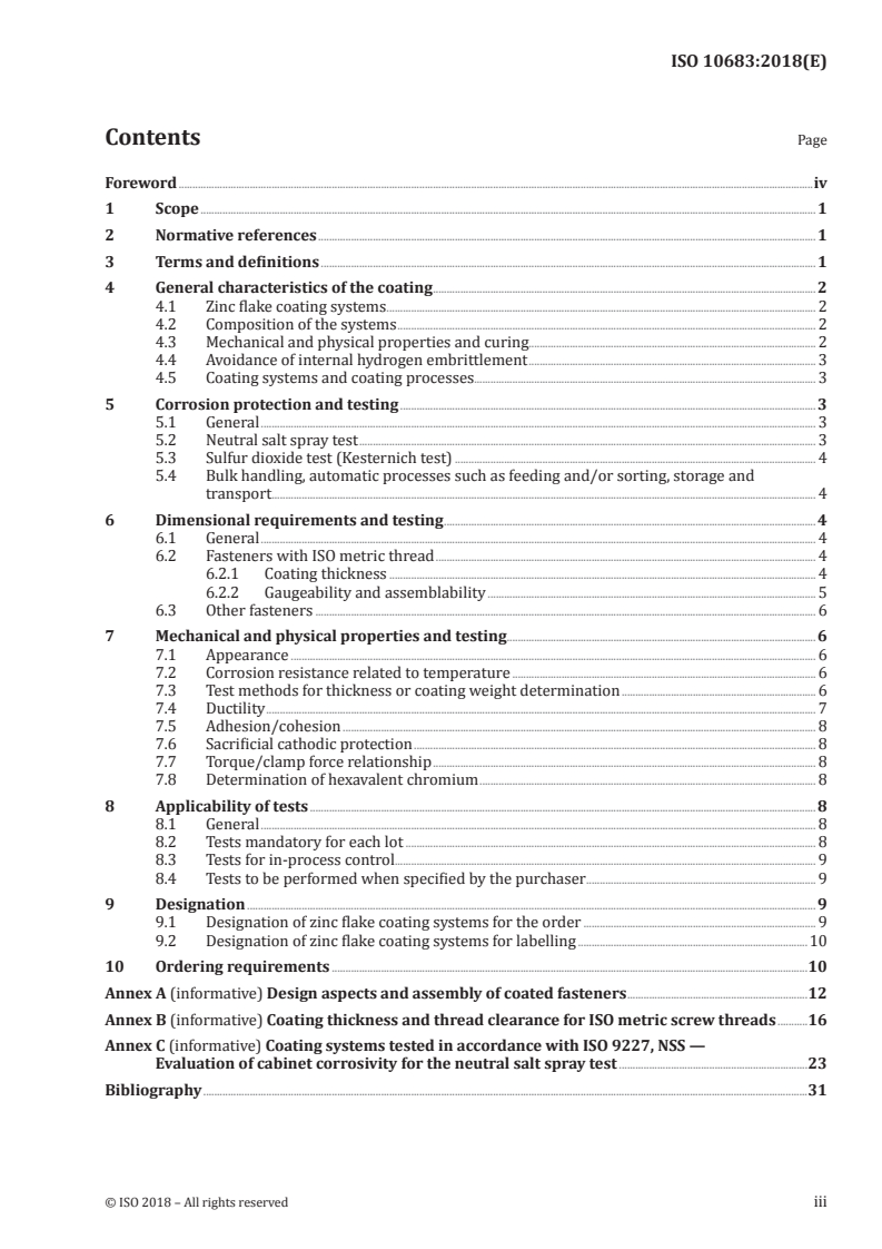 ISO 10683:2018 ISO 10683:2018 - Fasteners — Non-electrolytically applied zinc flake coating systems/13/2018 - Page 3 preview
