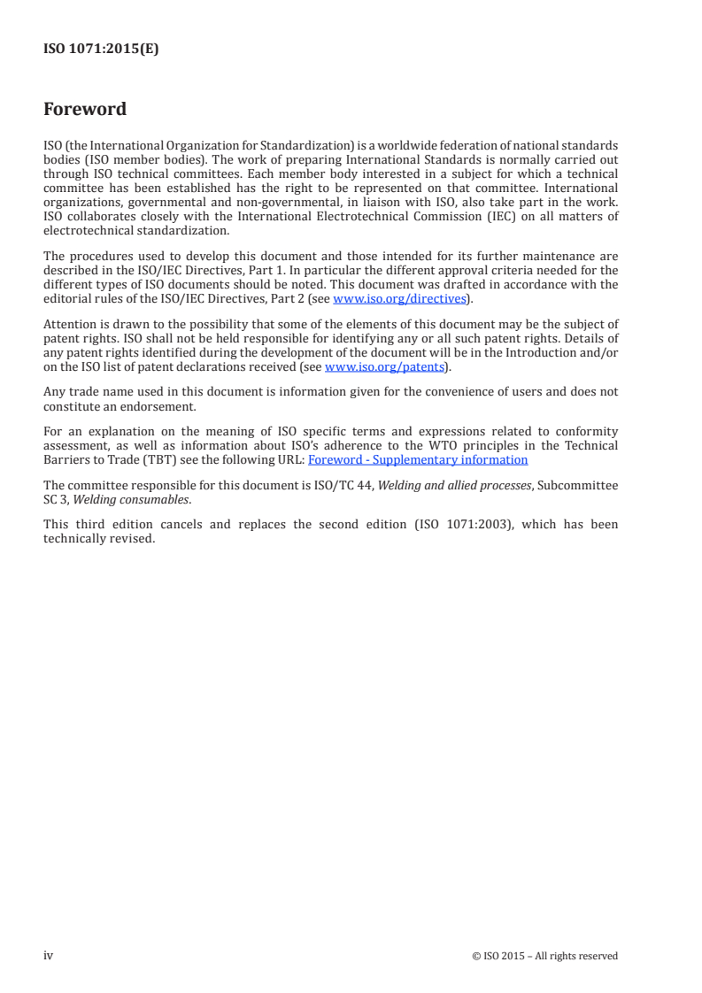 ISO 1071:2015 ISO 1071:2015 - Welding consumables — Covered electrodes, wires, rods and tubular cored electrodes for fusion welding of cast iron — Classification/17/2015 - Page 4 preview