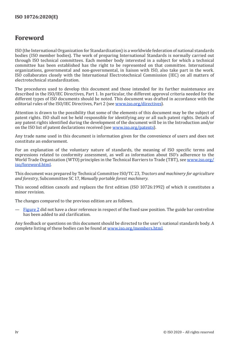 ISO 10726:2020 ISO 10726:2020 - Portable chain-saws — Chain catcher — Dimensions and mechanical strength/15/2020 - Page 4 preview