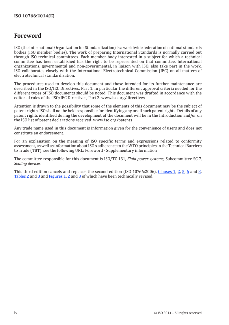 ISO 10766:2014 ISO 10766:2014 - Hydraulic fluid power — Cylinders — Housing dimensions for rectangular-section-cut bearing rings for pistons and rods/27/2014 - Page 4 preview