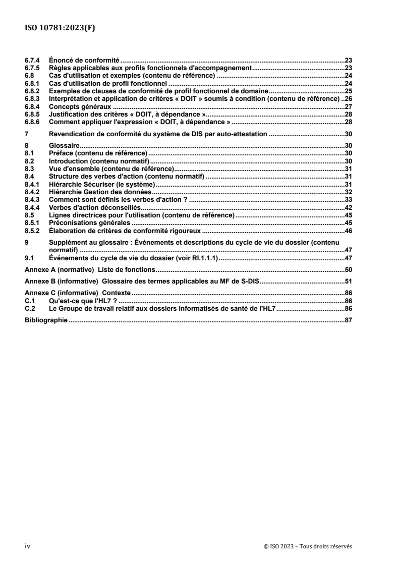 ISO 10781:2023 ISO 10781:2023 - Informatique de santé — Modèle fonctionnel d'un système de dossier de santé informatisé, publication 2.1 (EHR FM)
Released:12/7/2023 - Page 4 preview