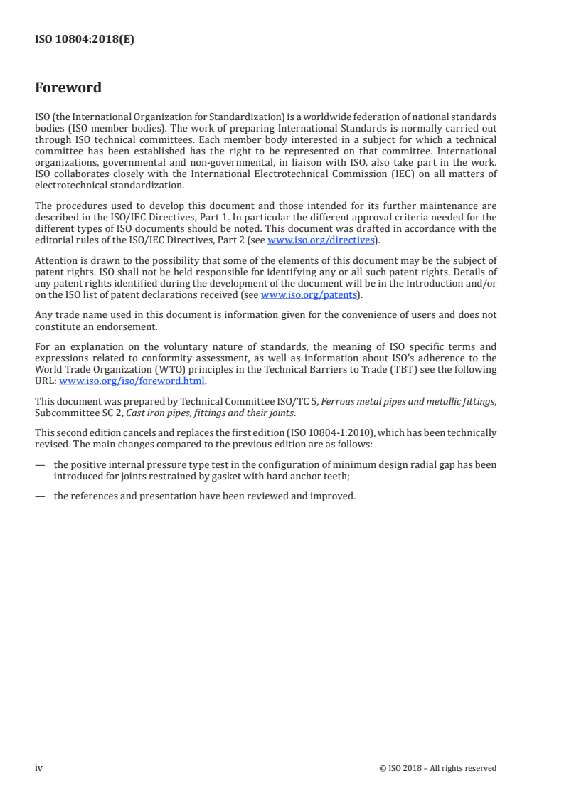 ISO 10804:2018 ISO 10804:2018 - Restrained joint systems for ductile iron pipelines — Design rules and type testing/3/2018 - Page 4 preview