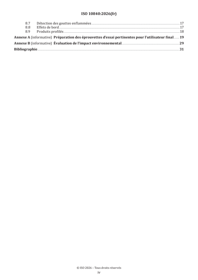 ISO 10840:2026 ISO 10840:2026 - Plastiques — Spécifications et lignes directrices pour l'utilisation d'essais au feu normalisés - Page 4 preview