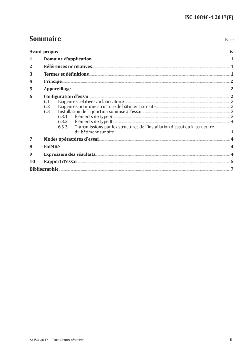ISO 10848-4:2017 ISO 10848-4:2017 - Acoustique — Mesurage en laboratoire et sur site des transmissions latérales du bruit aérien, des bruits de choc et du bruit d'équipement technique de bâtiment entre des pièces adjacentes — Partie 4: Application aux jonctions ayant au moins un élément de Type A/12/2017 - Page 3 preview