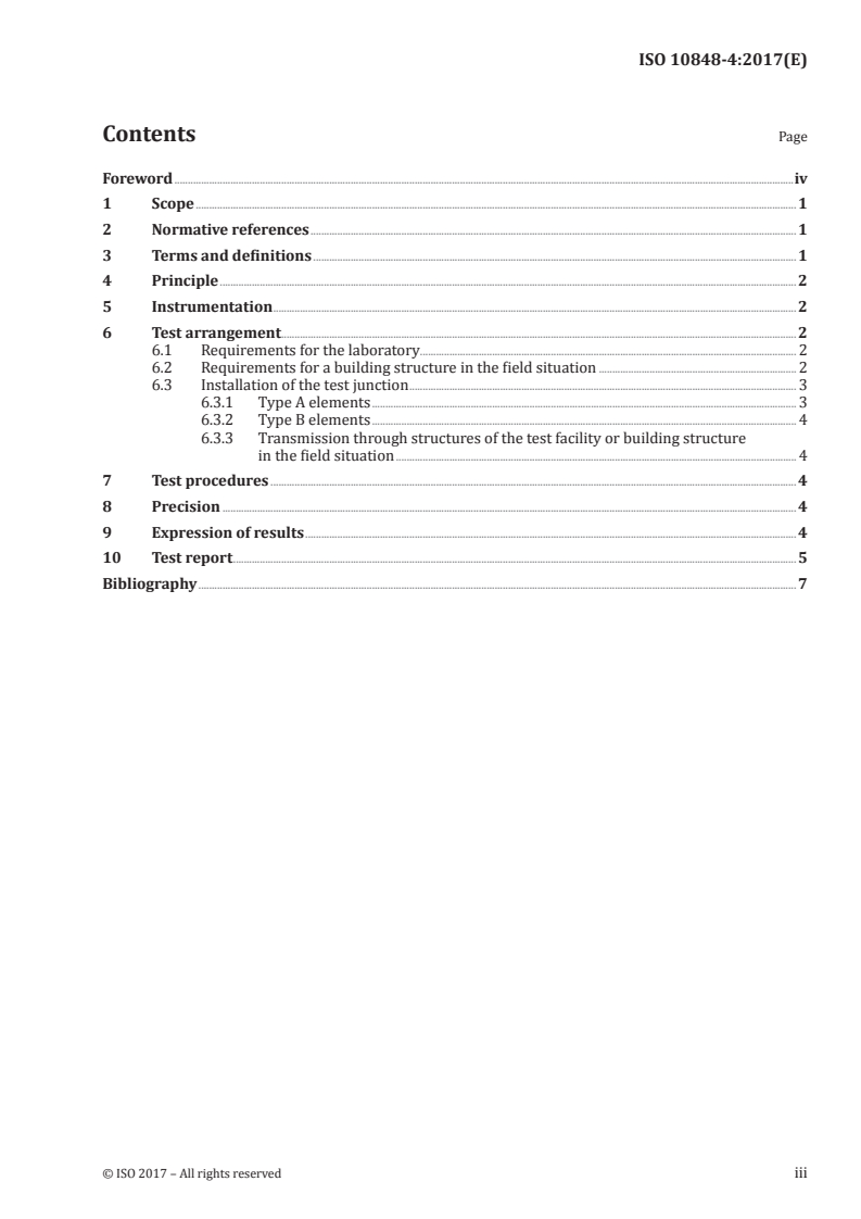 ISO 10848-4:2017 ISO 10848-4:2017 - Acoustics — Laboratory and field measurement of flanking transmission for airborne, impact and building service equipment sound between adjoining rooms — Part 4: Application to junctions with at least one Type A element/14/2017 - Page 3 preview