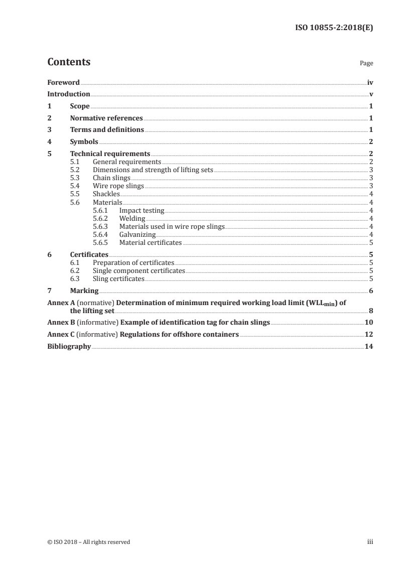 ISO 10855-2:2018 ISO 10855-2:2018 - Offshore containers and associated lifting sets — Part 2: Design, manufacture and marking of lifting sets/16/2018 - Page 3 preview