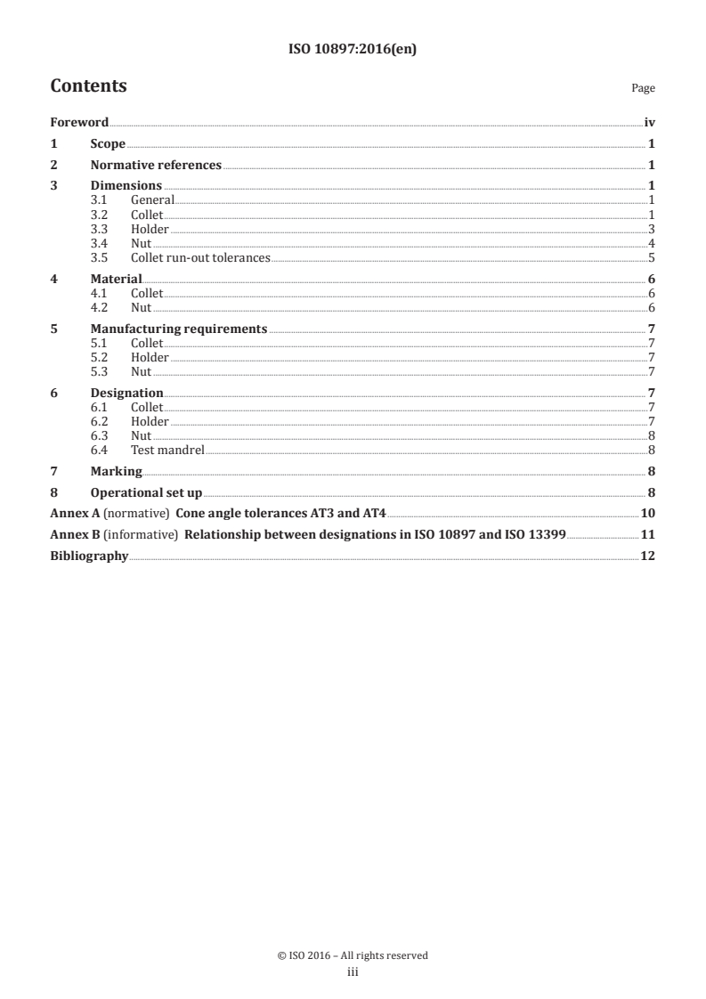 ISO 10897:2016 ISO 10897:2016 - Collets for tool holders with taper ratio 1:10 — Collets, holders, nuts - Page 3 preview