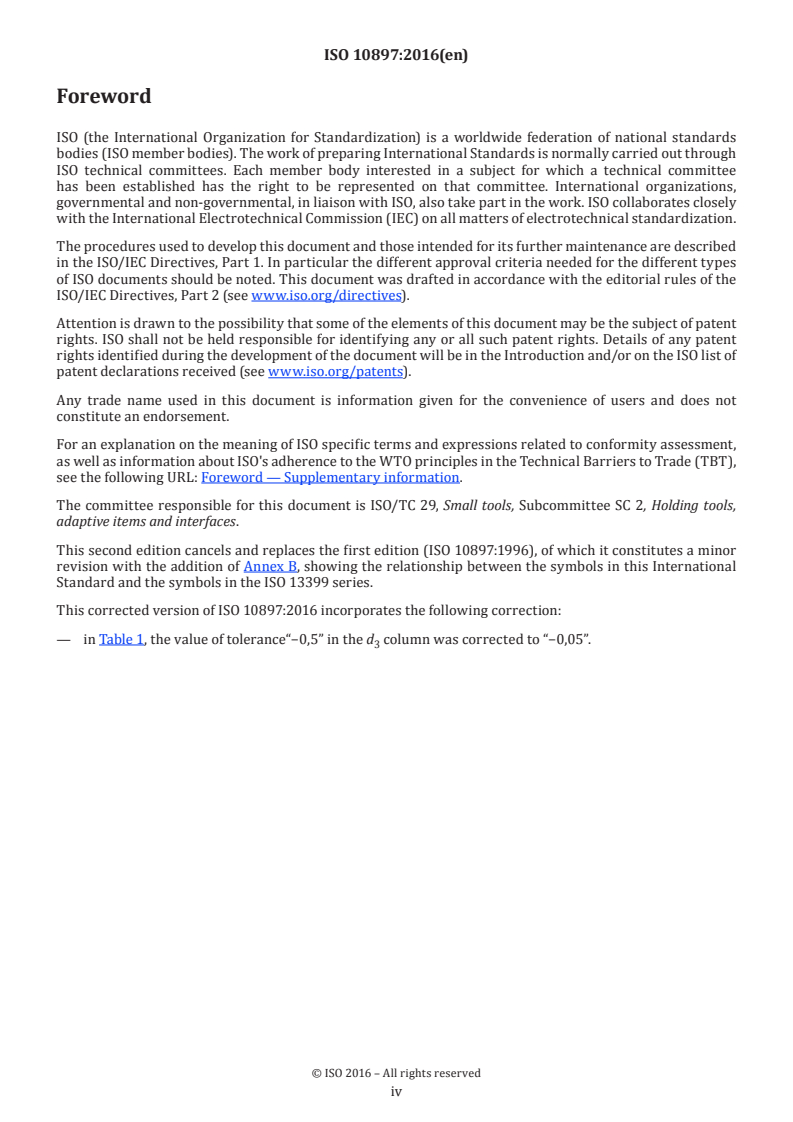 ISO 10897:2016 ISO 10897:2016 - Collets for tool holders with taper ratio 1:10 — Collets, holders, nuts - Page 4 preview