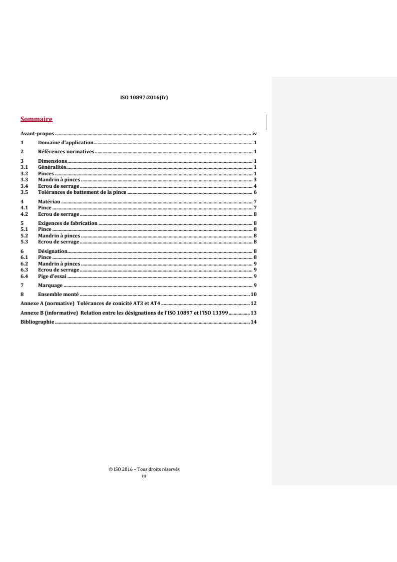 ISO 10897:2016 REDLINE ISO 10897:2016 - Pinces de serrage pour mandrins à conicité 1:10 — Pinces, mandrins à pinces, écrous de serrage - Page 3 preview