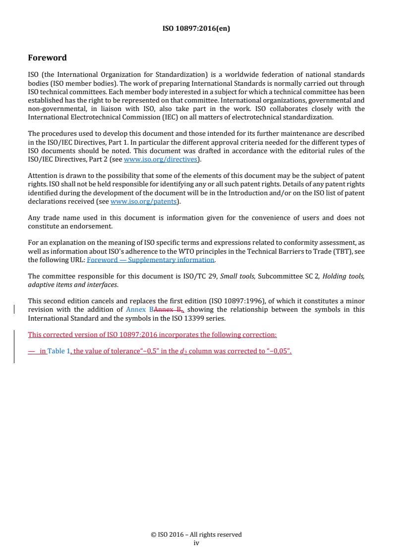 ISO 10897:2016 REDLINE ISO 10897:2016 - Collets for tool holders with taper ratio 1:10 — Collets, holders, nuts - Page 4 preview