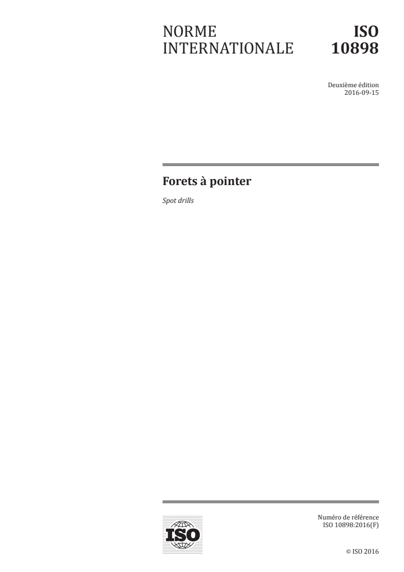 ISO 10898:2016 ISO 10898:2016 - Forets à pointer/14/2016 - Page 1 preview