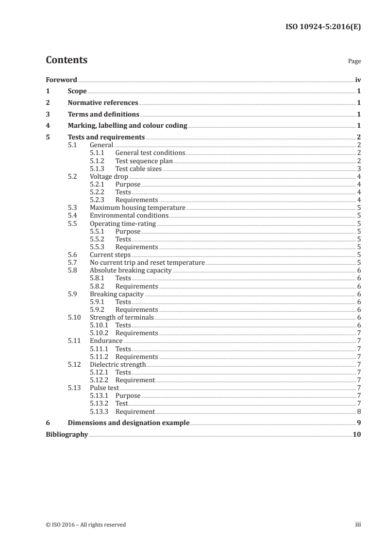 ISO 10924-5:2016 ISO 10924-5:2016 - Road vehicles — Circuit breakers — Part 5: Circuit breakers with bolt with rated voltage of 450 V/4/2016 - Page 3 preview