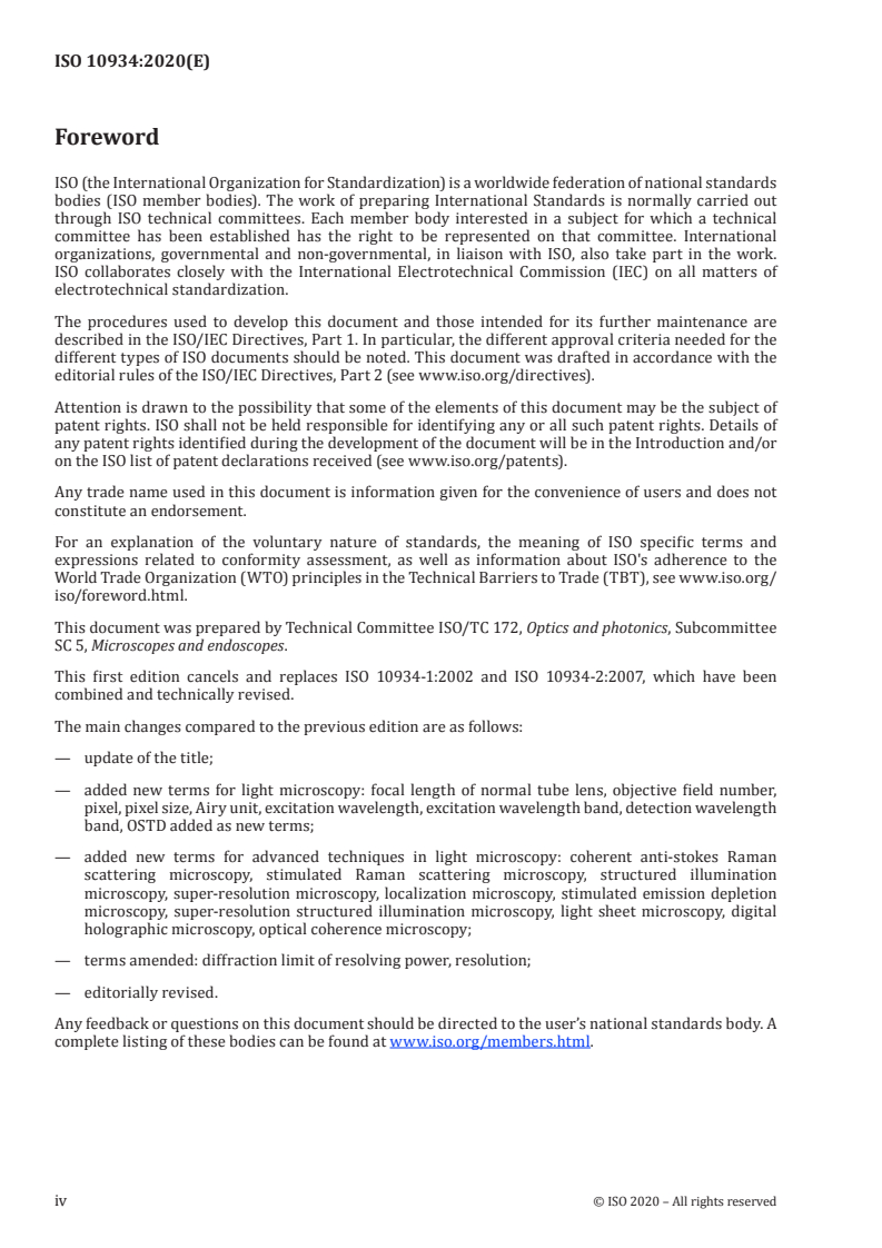 ISO 10934:2020 ISO 10934:2020 - Microscopes — Vocabulary for light microscopy/20/2020 - Page 4 preview